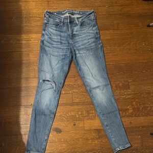 American Eagle Outfitters Women's Distressed Blue Skinny Jeans